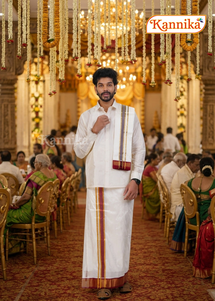 Korvai Silk Dhoti 13Kan a ethnic wear for men | kannika