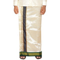 Art Silk 9 Kan Cream Dhoti | Double Layer | Mayilkan Border | Kannika
