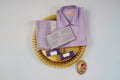 Art Silk Lavander Mappillai Set | 3-in-1 | Double Layer | 1 1/2" Gold Jari Border