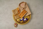 Art Silk Biscuit Mappillai Set | 3-in-1 | Double Layer | 1 1/2" Gold Jari Border