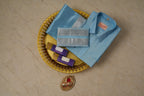 Art Silk Sky Blue Velcro Mappillai Set | 3-in-1 | Double Layer | 1 1/2" Gold Jari Border