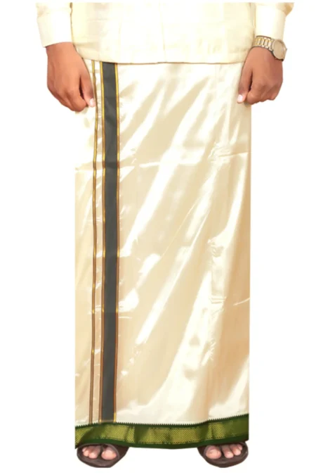 7 Kan Heritage Mayilkan Dhoti | Silk Mix Peacock Eye Cloth