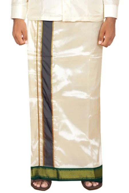 9Kan Art Silk Luxury Mayilkan Dhoti | Kannika Dhotis