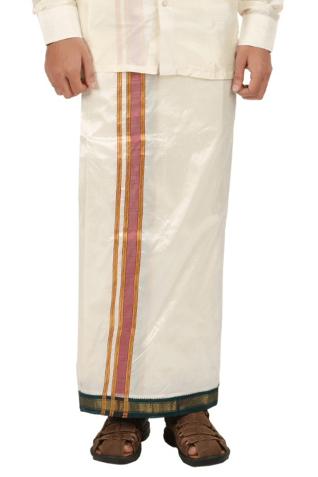 Korvai Silk Dhoti 5Kan good for a traditional look | kannika