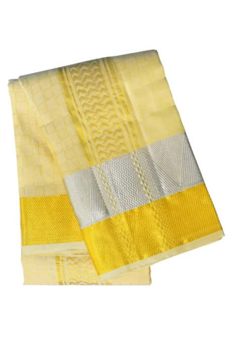Signature Wear | 5 Inch Zari Border | Pure Silk Emboss Colour Dhoti | Kannika Dhotis