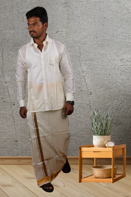 Traditional Veshti | 2 Inch Zari Border | Art Silk Special Dhoti | Kannika Dhotis