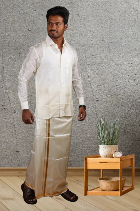 Traditional Veshti | 1/2 Inch Zari Border | Art Silk Special Dhoti | Kannika Dhotis