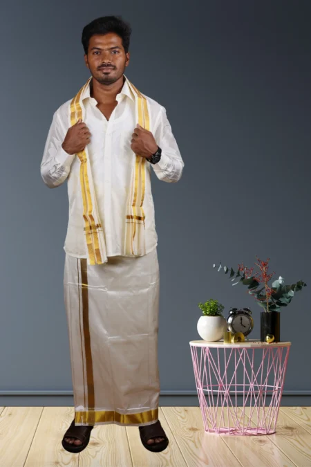 Pure Silk Mappillai Wedding Dhoti Set