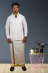 2 in 1 Mappillai Set | 1 1/2 Inch Jari Border | Pure Silk Dhoti Set | Kannika Dhotis